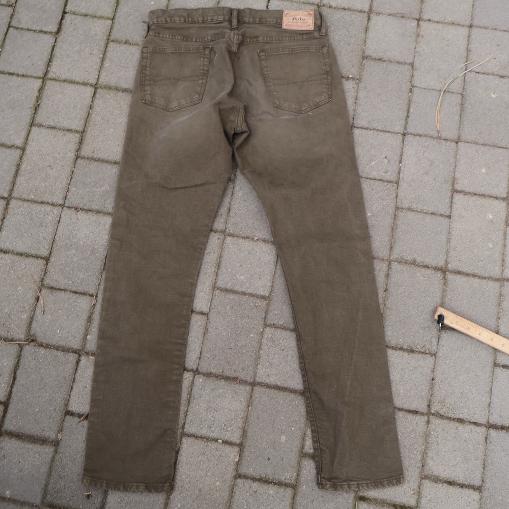 POLO RALPH LAUREN Grey Jeans Sullivan Slim Pant Pony RopeDyed Green 32x30 - Picture 2 of 10